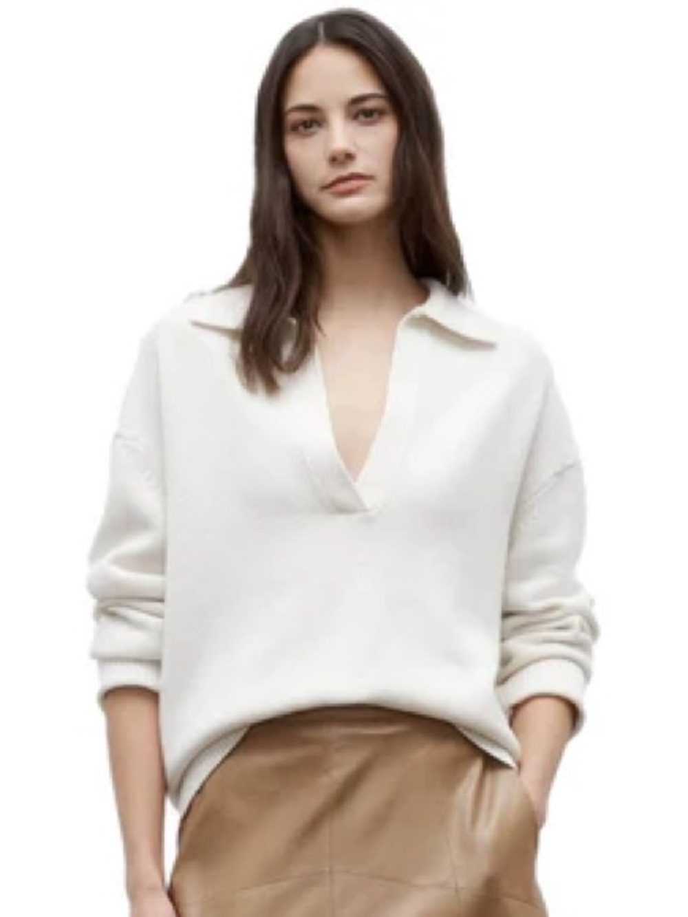 TWP Boy Henley cream small cashmere